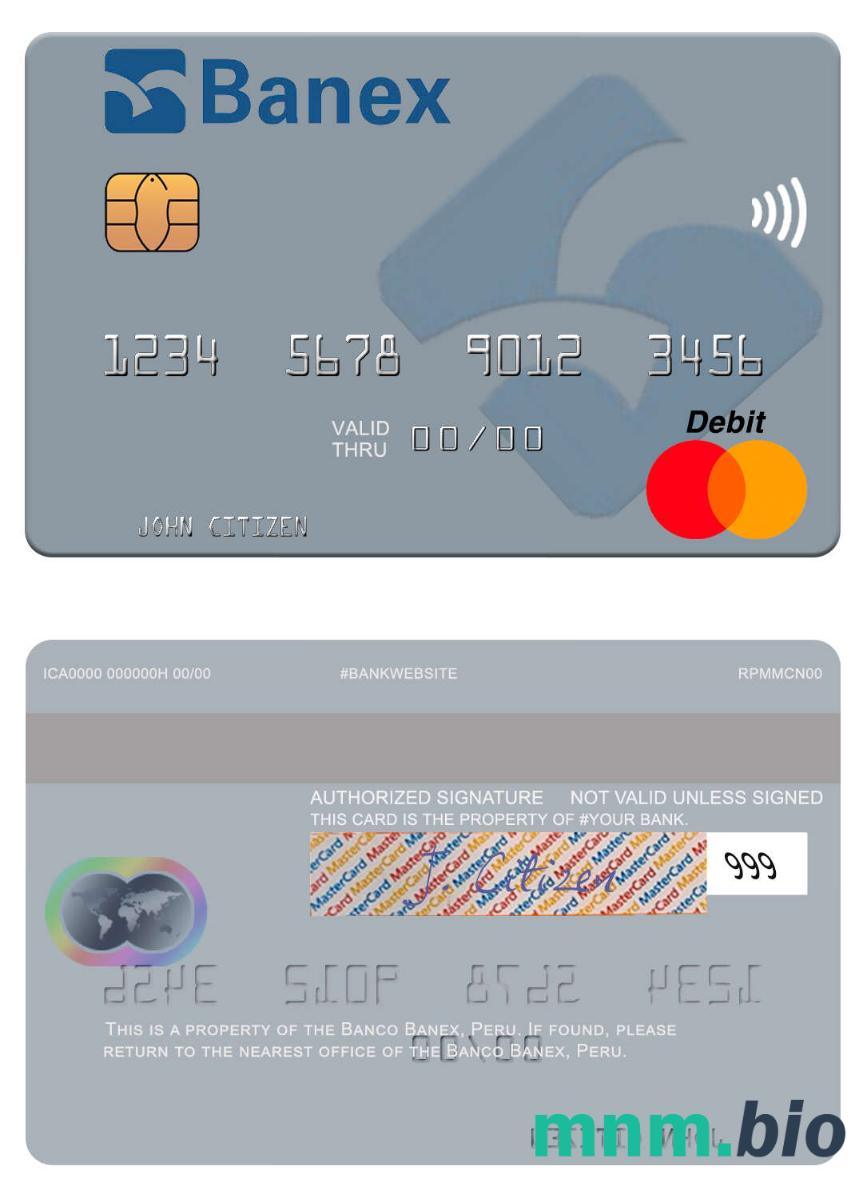 Peru Banco Banex przykład karty mastercard w formacie PSD